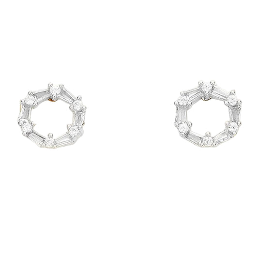 Cubic Zirconia Halo Stud Earrings