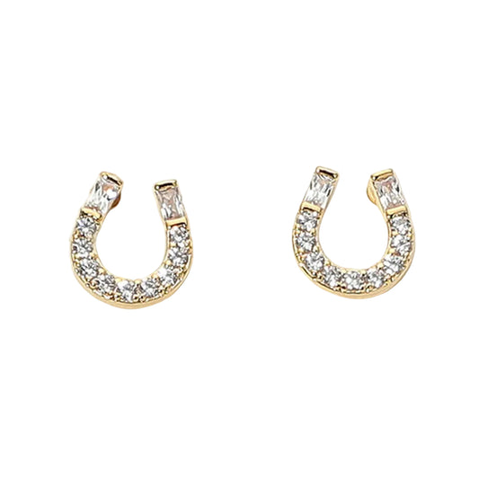 CZ Pavé Horseshoe Stud Earrings