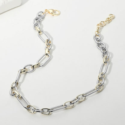 14K Gold Plated Two Tone Paperclip Link Chunky Chain Necklace