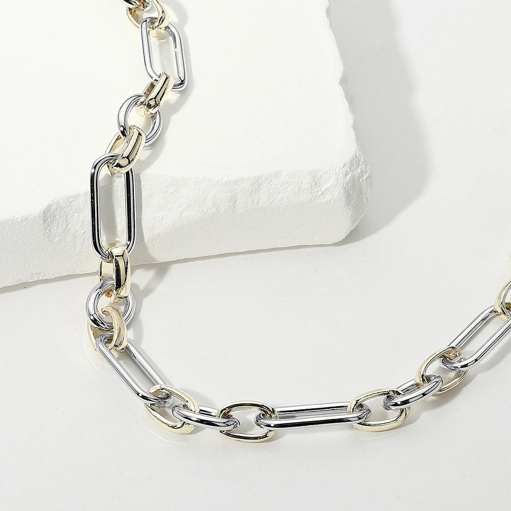Silver chain necklace on a white background