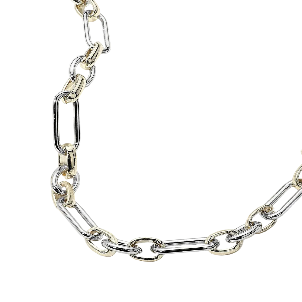 Silver chain necklace on a white background
