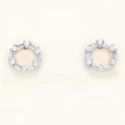 Cubic Zirconia Halo Stud Earrings
