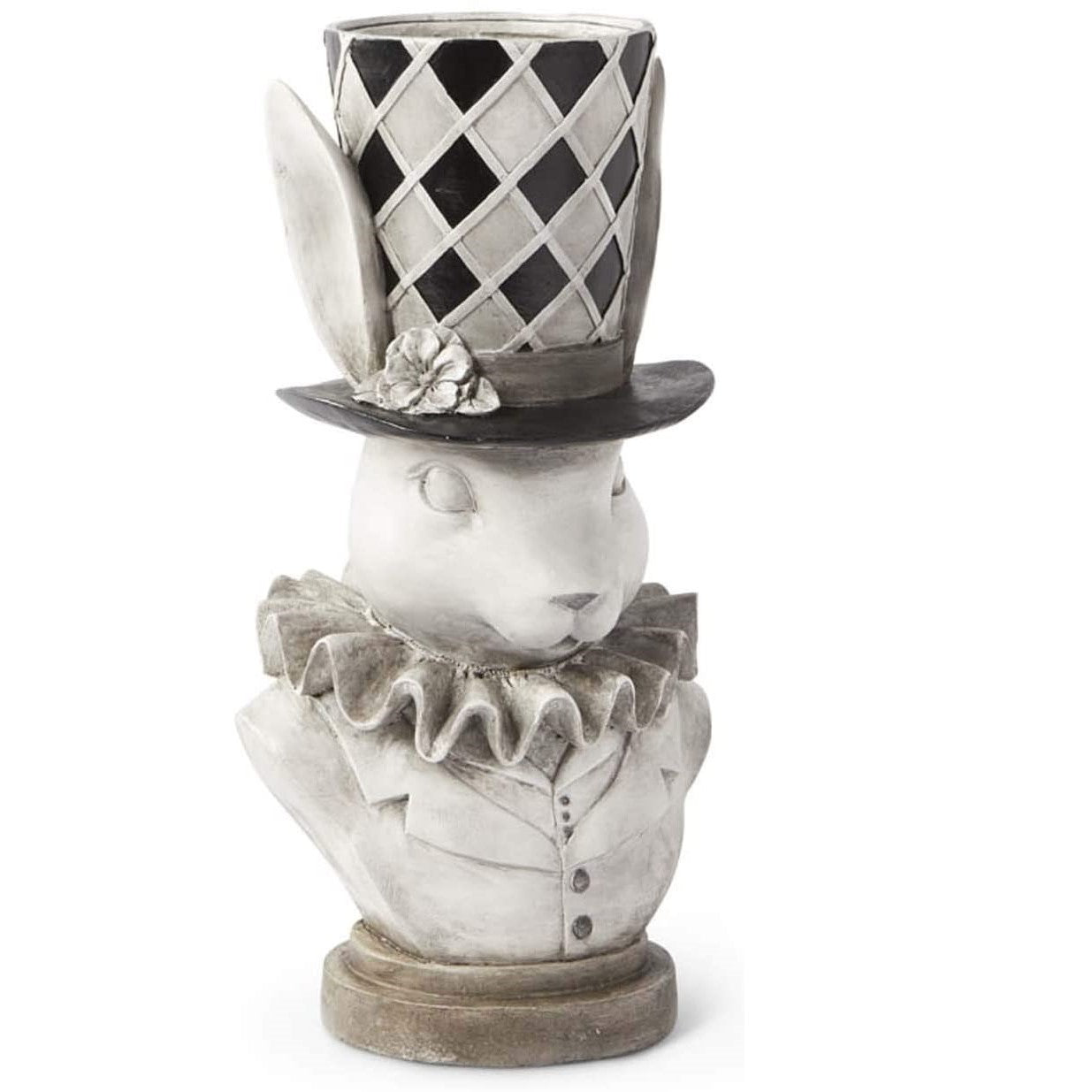 Gray & Black Bunny Rabbit Bust with Top Hat Container Vase – Salty Home