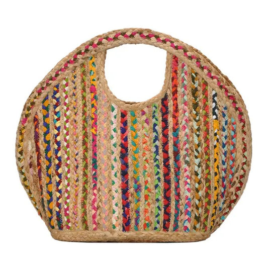 Ruhi Round Oversized Multi-Colored Jute Tote