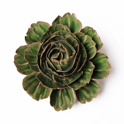 Avocado Green Rozella Peony Ceramic Wall Hanging Flower