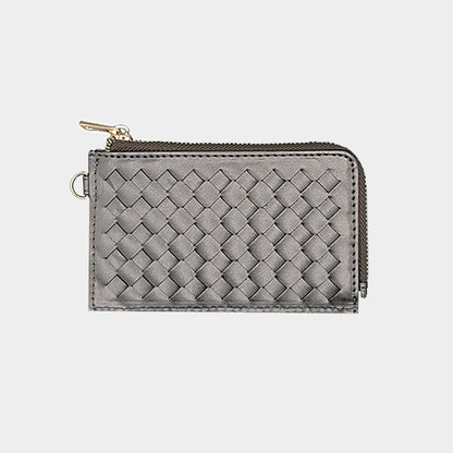 Basketweave Flat Card Holder Wallet with Wristlet