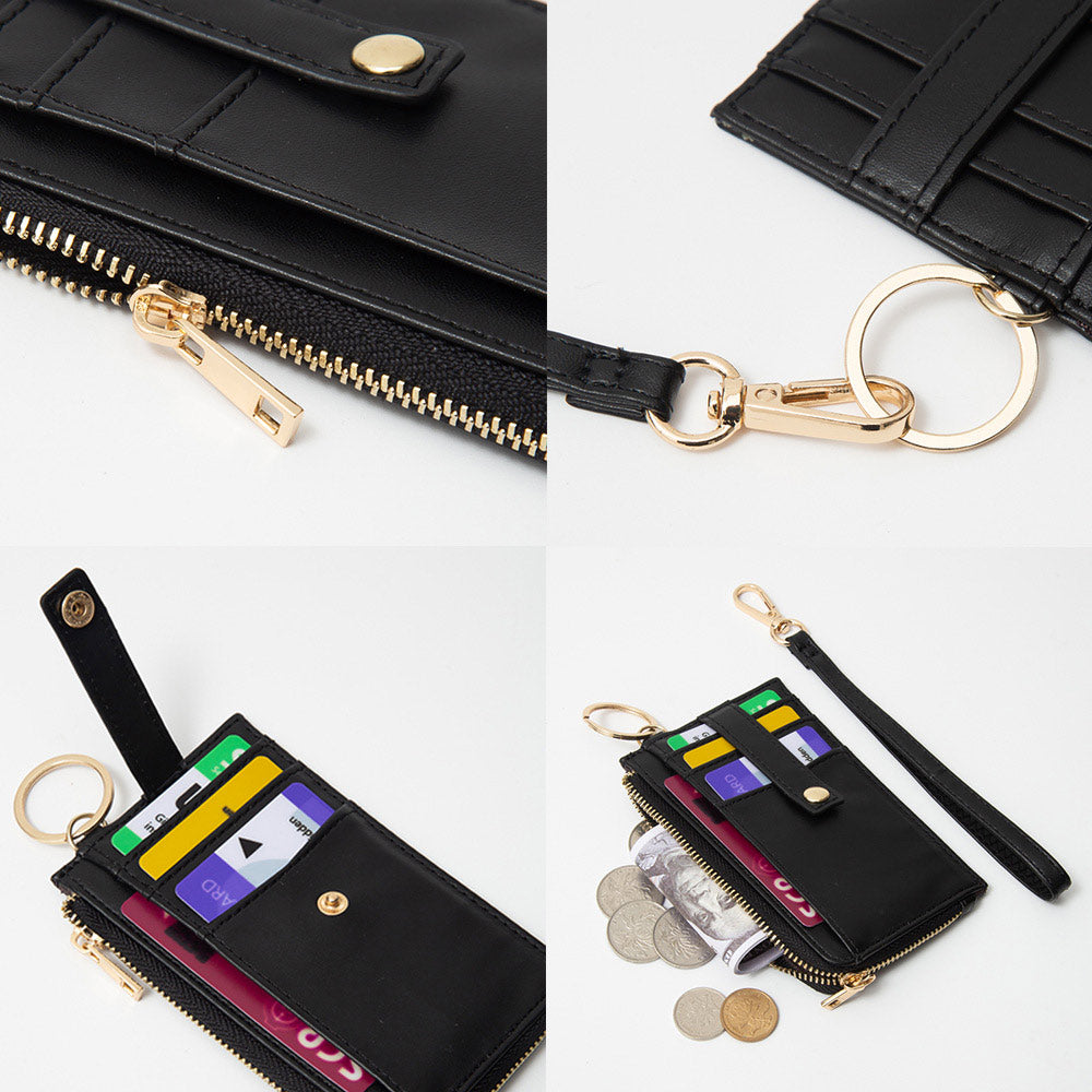 Basketweave Flat Card Holder Wallet with Wristlet