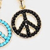 Beaded Peace Pendant Necklace - Black