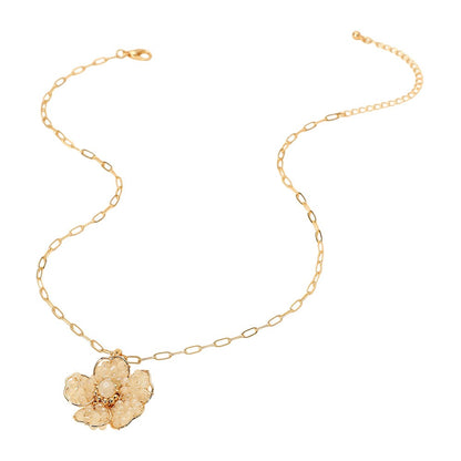 Beaded Flower Pendant Paperclip Chain Necklace (assorted colors)