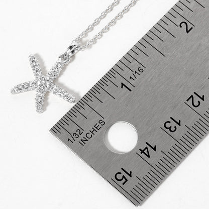 Rhinestone Pave Starfish Pendant Necklace
