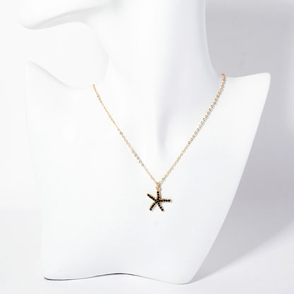 Rhinestone Pave Starfish Pendant Necklace