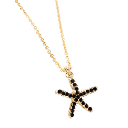 Rhinestone Pave Starfish Pendant Necklace
