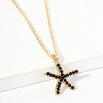 Rhinestone Pave Starfish Pendant Necklace