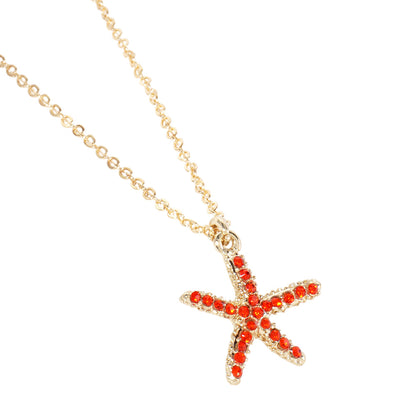 Rhinestone Pave Starfish Pendant Necklace