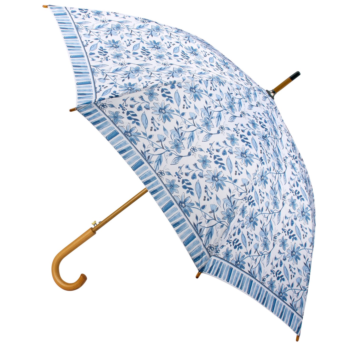 Blue Floral Rain Umbrella