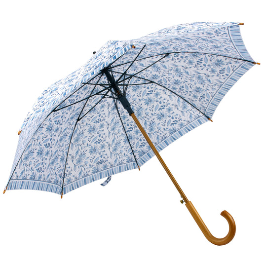 Blue Floral Rain Umbrella