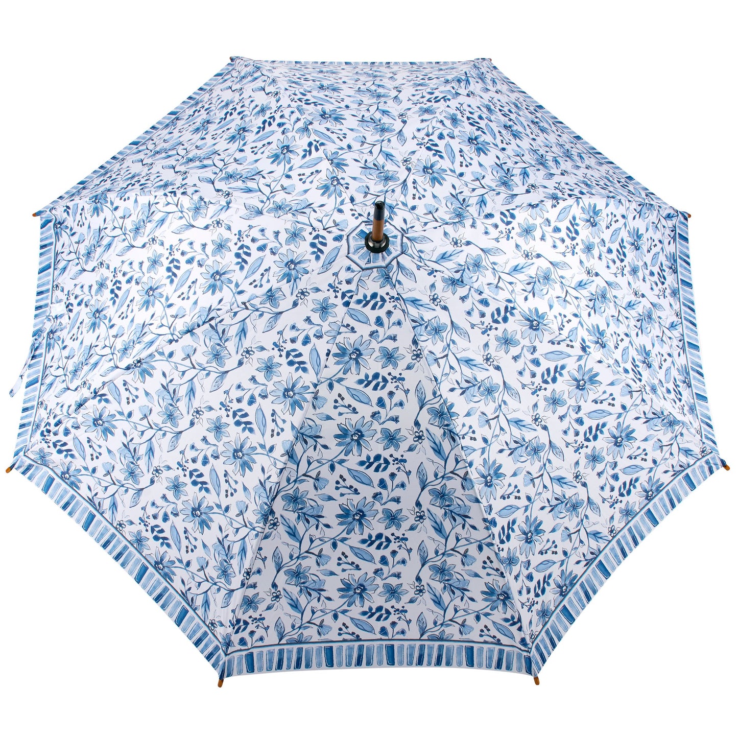 Blue Floral Rain Umbrella
