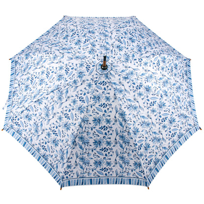 Blue Floral Rain Umbrella