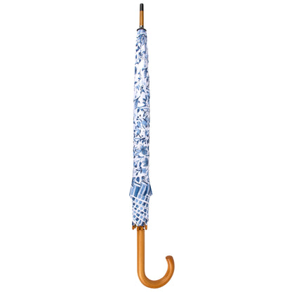 Blue Floral Rain Umbrella