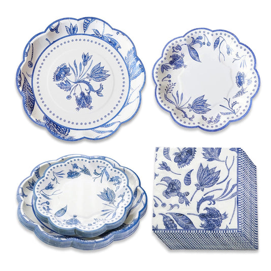 Blue Willow 62 Piece Party Tableware Set (16 Guests)