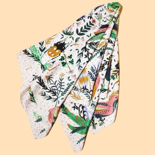 Botanical Bird Square Satin Scarf