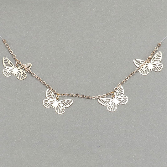 Brass Metal Butterfly Necklace