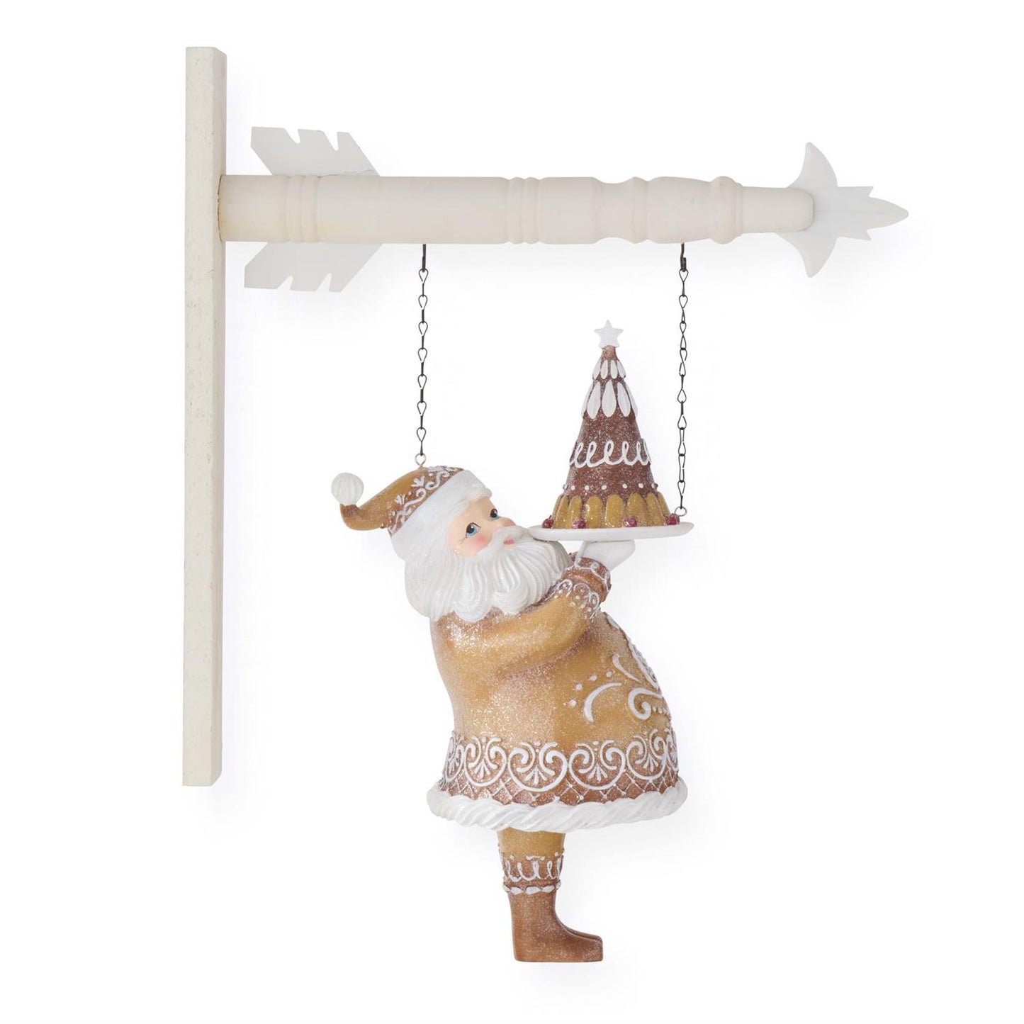 Glittered Gingerbread Man Santa Holding Cake Arrow Replacement Sign