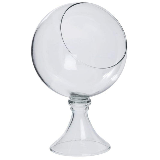 Mouthblown Recycled Glass Display Bowl on Pedestal