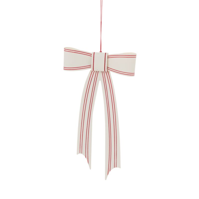 Decorative bow with red stripes on a white background