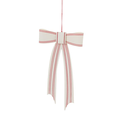 Decorative bow with red stripes on a white background