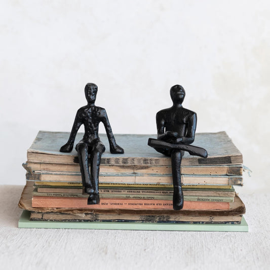 Sitting Shelf Man Figure Statues (Set of 2)
