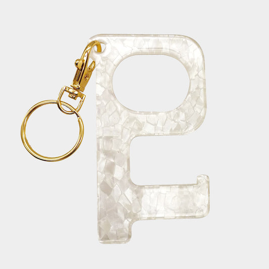 Touchless Door Opener Button Push Tool  ,  Key Chain (White)