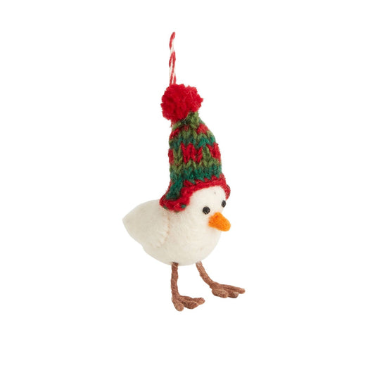 White Felted Bird Christmas Tree Ornament