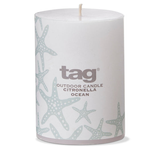 Citronella 3X4 Fragrant White Pillar Candle (Ocean)