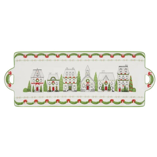 City Sidewalk Christmas Serving Platter