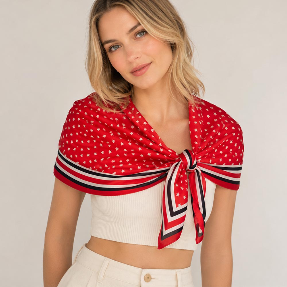 Classic Patriotic Stars and Stripes Square Scarf