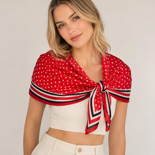 Classic Patriotic Stars and Stripes Square Scarf