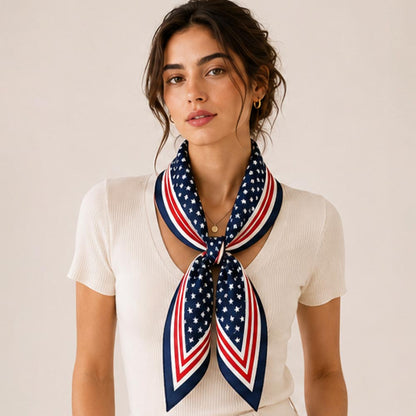 Classic Patriotic Stars and Stripes Square Scarf