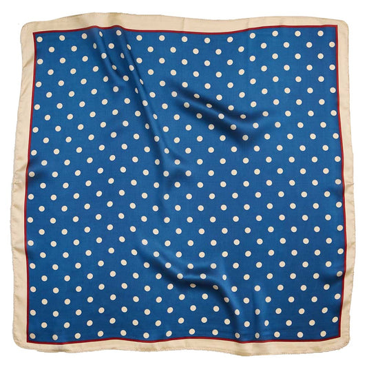 Classic Polka Dot Square Silky Satin Scarf (Navy Blue)