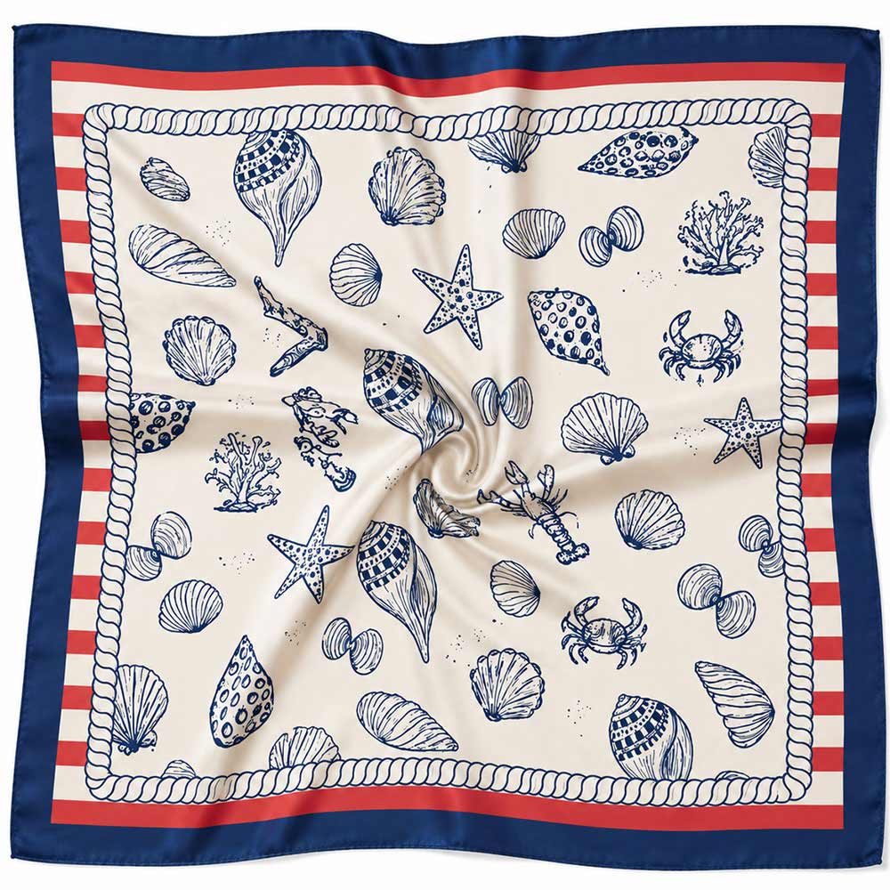 Coastal Seashell Starfish Square Bandana Scarf