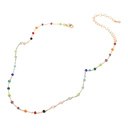 Colorful Beaded Gold Chain Necklace