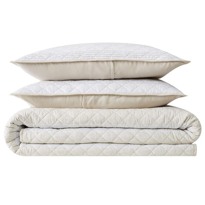 Neutral Stripe Full/Queen Quilt & Pillow Sham Set