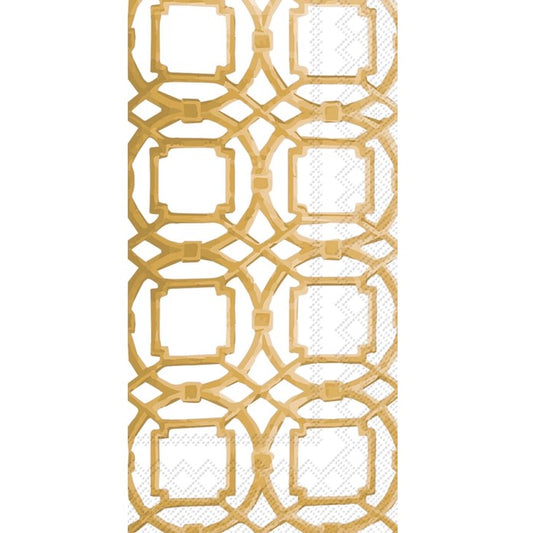 Courtyard Bamboo Trellis Gold Paper Guest Towel Dinner Napkins - 16 Per Package