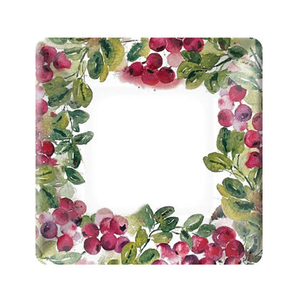 Cranberry Wreath Square Paper Plates