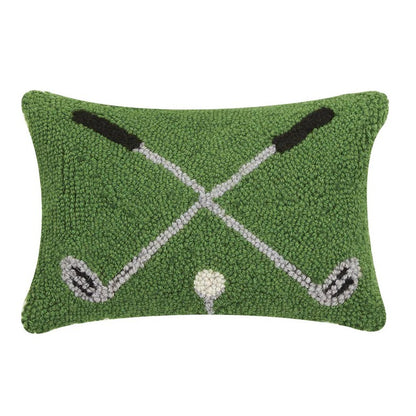 Cross Golf Clubs and Ball Hook Throw Pillow