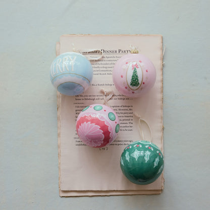 Decoupage Holiday Ball Christmas Tree Ornament Set