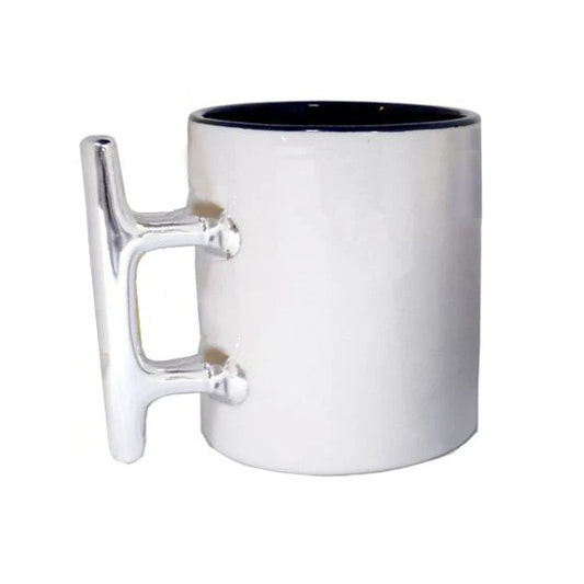 White and Blue Nautical Cleat Handle Mug