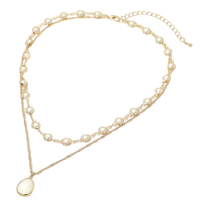 Double-layered pearl necklace on a White  background