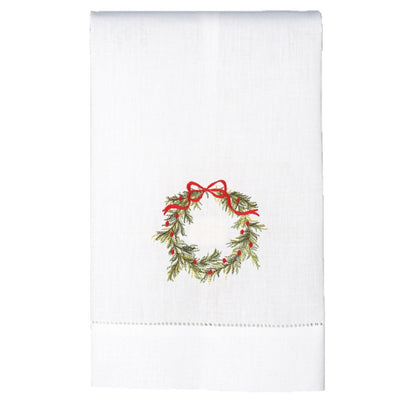 Embroidered Christmas Tree & Wreath Guest Towel Set