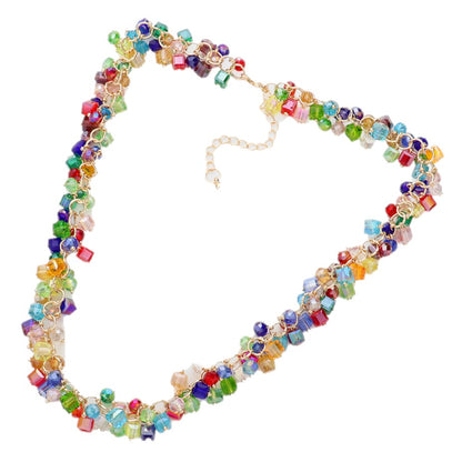 Square Round Beaded Necklace